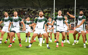 The Maori All Stars perform their haka.