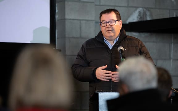 Grant Robertson speaks at the demolition of the Wellington City Mission
