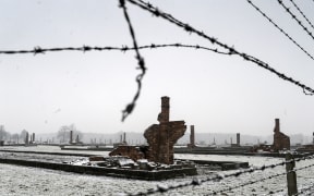 The ruins of the barracks at the former concentration camp Auschwitz-Birkenau.