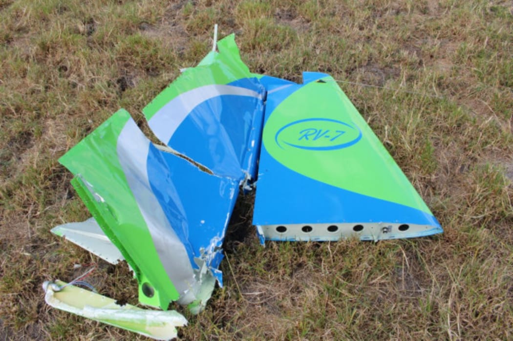 Part of the wreckage from  Dean Voelkerling's small plane that broke apart and crashed.