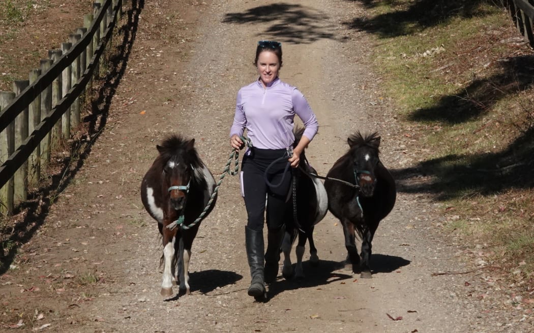 Chloe Phillips-Harris with Opi, who arrived at her Kerikeri farm with serious health and behavioural problems, but is now a star of the annual Great Northern Gallop.