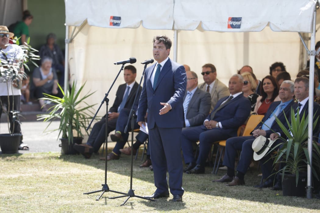 Simon Bridges speaking at Rātana Pā.