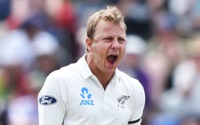 Neil Wagner celebrates a wicket 2016