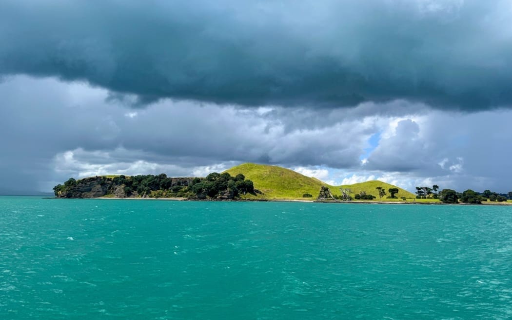 Storm brewing towards Coromandel taken in the Hauraki Gulf, Auckland.