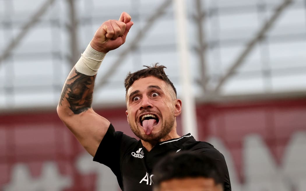 New Zealand's TJ Perenara leads the All Blacks in the Haka