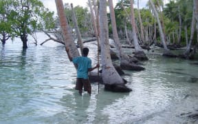 Sea level rise in Kiribati.