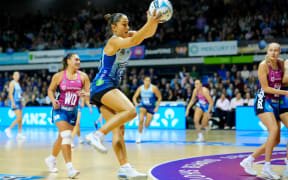Tayla Earle in action for the Northern Mystics against Southern Steel at Trusts Arena, Auckland, 6 July 2025. 
© Mandatory credit: Blake Armstrong / www.photosport.nz