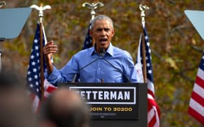 Former US President Barack Obama speaks at a rally in support of Democratic US Senate candidate John Fetterman in Pittsburgh, Pennsylvania, on 5 November, 2022.