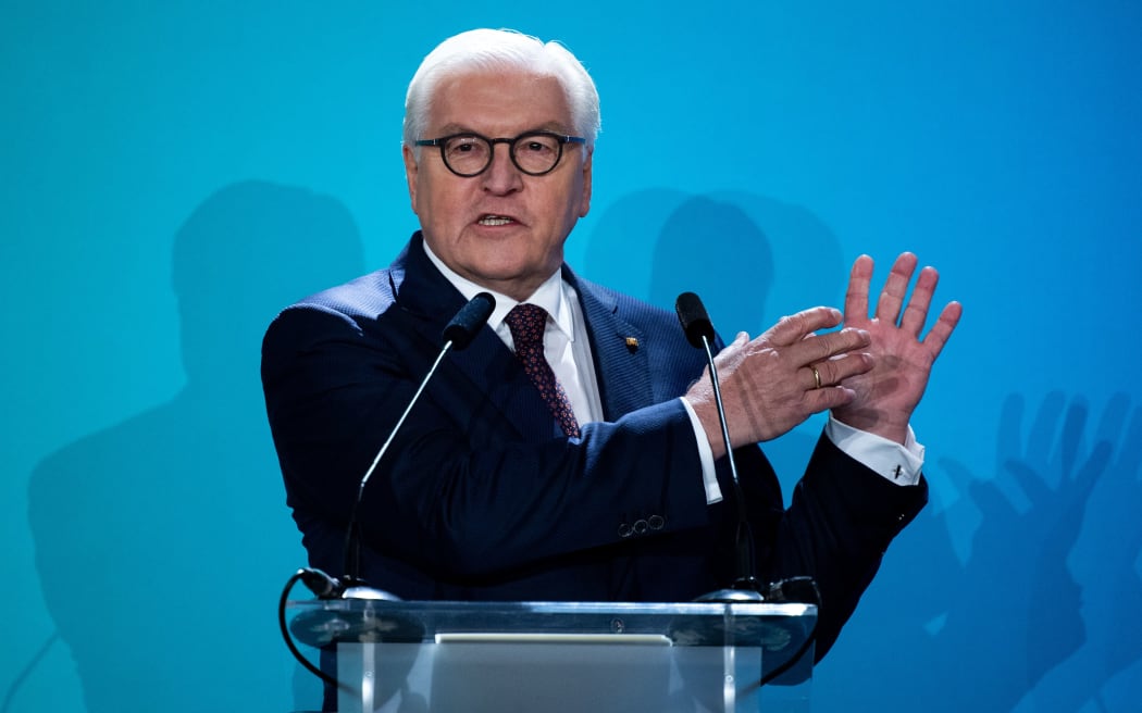 Federal President Frank-Walter Steinmeier speaks at the celebration on the occasion of the festival week "30 Years Peaceful Revolution - Fall of the Wall" at the Brandenburg Gate.
