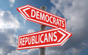 two road signs - democrats or republicans choice