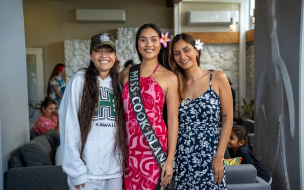 Miss Cook Islands (L-R) Reihana Koteka-Wiki 2018, Tiare Henry-Anguna 2025, Tajiya Sahay 2019.