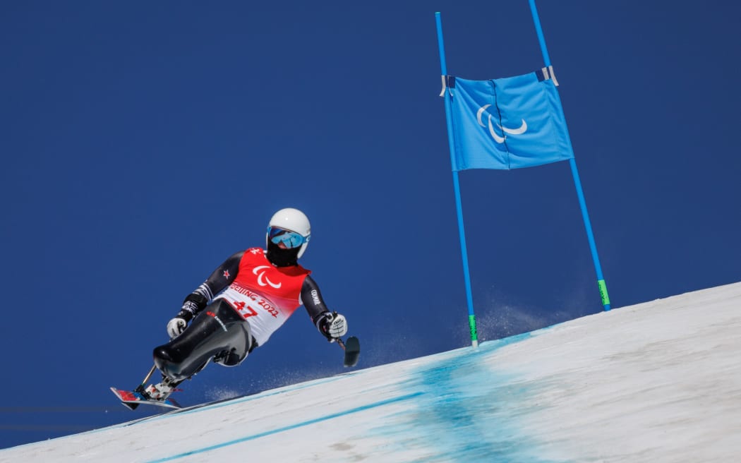Corey Peters winning the Men’s Downhill Sitting Para Alpine Skiing. Beijing 2022 Winter Paralympic Games.