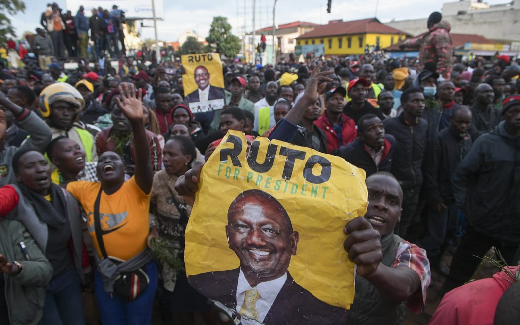 Supporters of president-elect William Ruto celebrate in Eldoret on 15 August 2022.