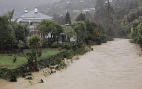 A house on the banks of Nelson's flooded Maitai River on 18 August, 2022.
