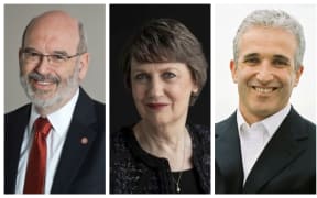 Left to right, Peter Gluckman, Helen Clark and Rob Fyfe