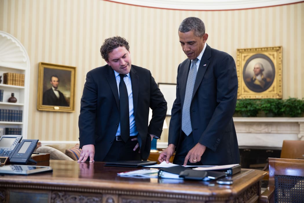 Cody Keenan with Barack Obama