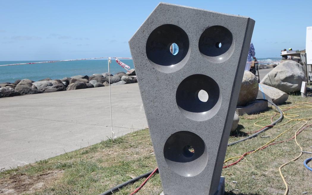 A sculpture at the Stone Sculpture Symposium in New Plymouth.