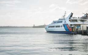 A Fullers ferry leaving the Auckland Ferry Terminal