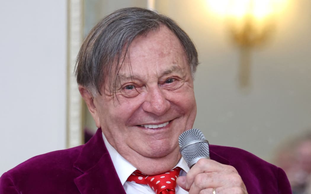 Barry Humphries speaks after winning the Wizard of Oz award for his fictional character Sir Les Patterson during the Oldie Of The Year Awards 2021 at The Savoy Hotel in London on 19 October, 2021.