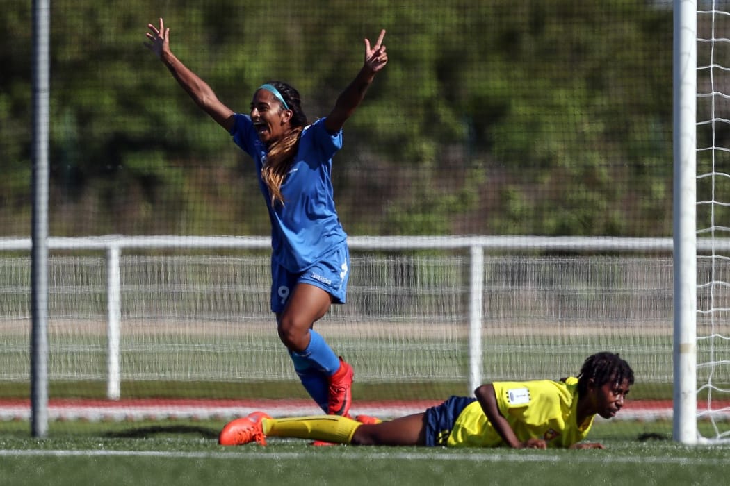Trina Davis scored twice for Fiji.
