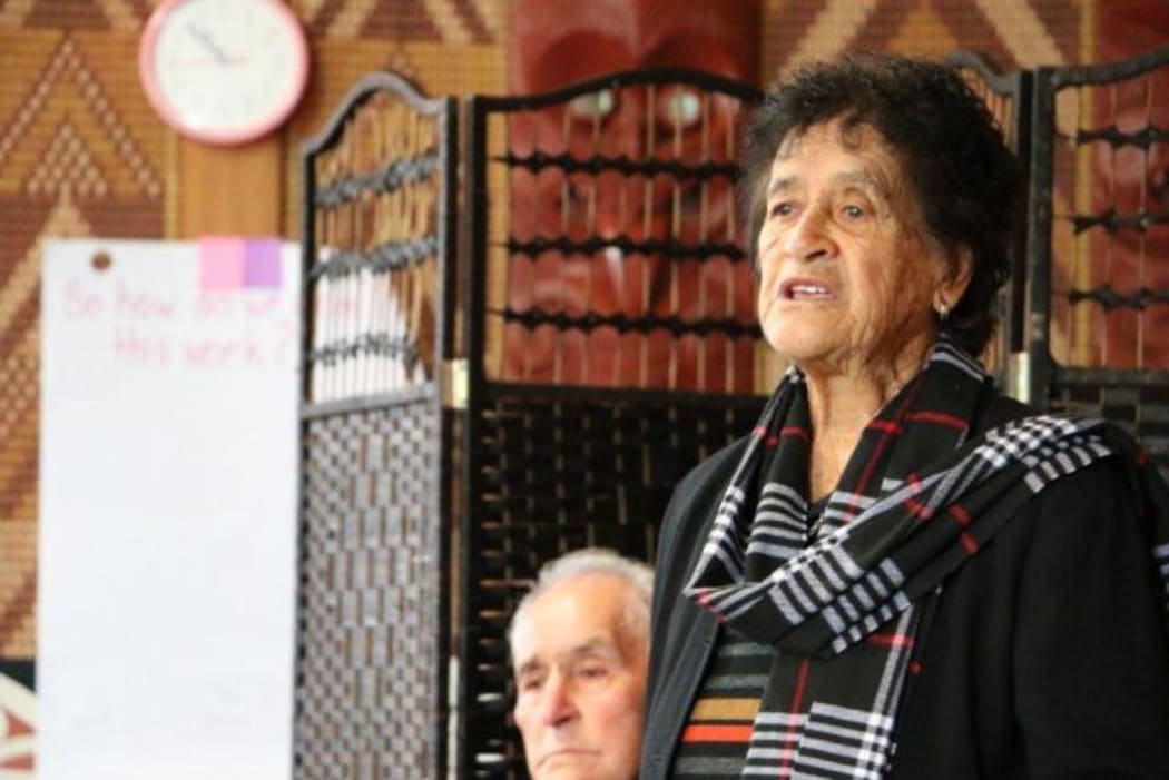 Dame Iri speaks at the hui.