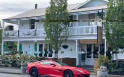 A Lamborghini outside The White Swan in Greytown