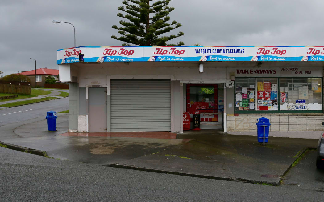 The dairy in Warspite Avenue, Porirua, held up at gunpoint.