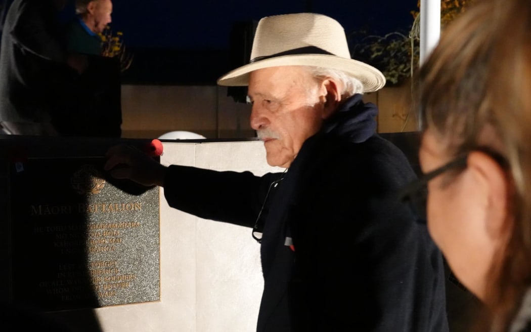 Former Maori Affairs Minister Dover Samuels pays his respects at the Kerikeri memorial wall.