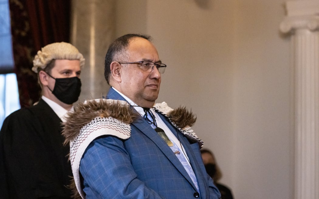 The newly elected Speaker Adrian Rurawhe attends Government House for confirmation from the Governor General