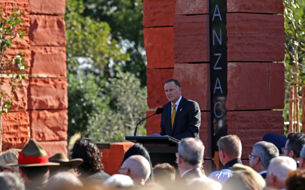 Prime Minister John Key at the Australian Memorial at Pukeahu National War Memorial.