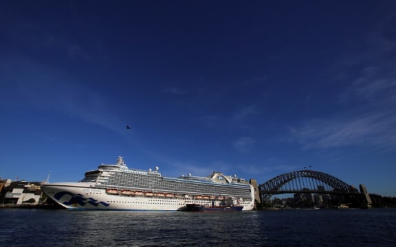 SYDNEY, AUSTRALIA - MARCH 19: The Ruby Princess cruise ship is seen docked at at the Overseas Passenger Terminal, days