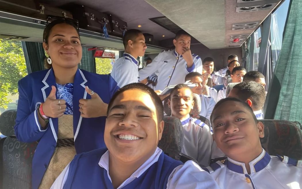 Members of Tupou College's brass band