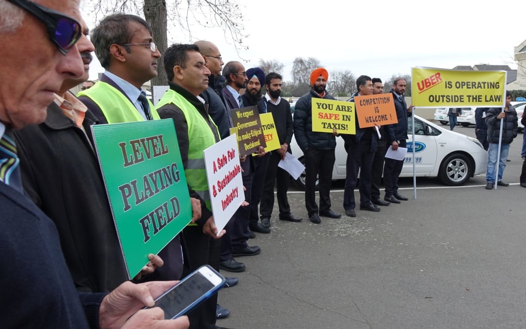 Taxi drivers upset at what they say is lack of action on Uber protest in Christchurch.