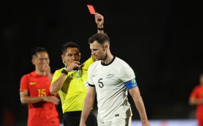 Tommy Smith of New Zealand  is sent off at Mount Smart Stadium.