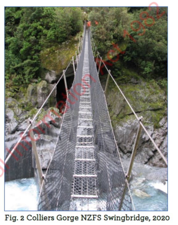 The Collier Gorge swingbridge on the West Coast.