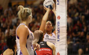 Stars Amorangi Malesala in action during the ANZ Premiership netball match between the Tactix and Stars at Christchurch Arena in Christchurch.