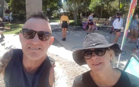 Bernie Ryan with his wife Christine Taylor.