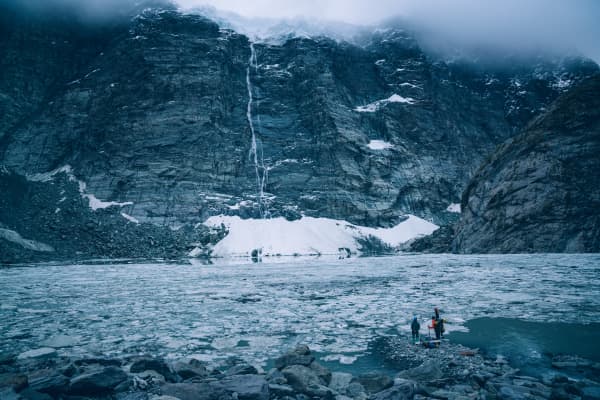 The journey was made possible, and more hazardous, by the retreat of the Volta Glacier.