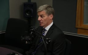 Bill English in the Morning Report studio
