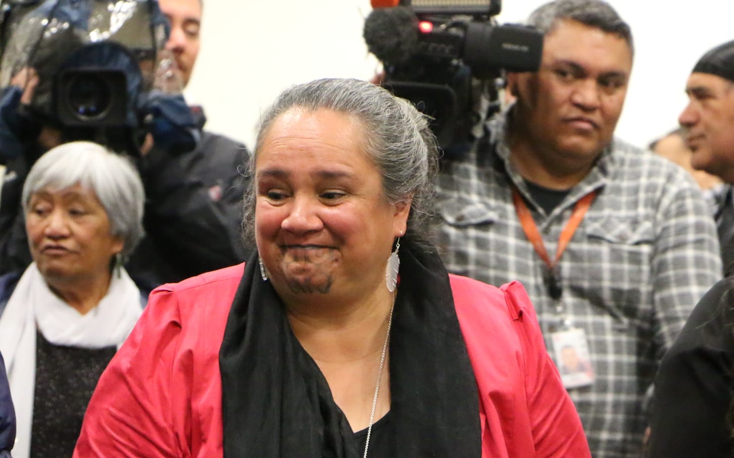 Glenis Philip-Barbara (centre) and Julia Whaipooti from the Office of the Children's Commission (right).