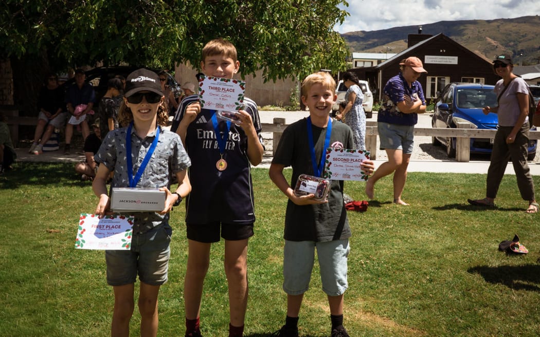 A Dunedin family has swept the podium at the annual Cherry Pit-Spit Championship in Cromwell.