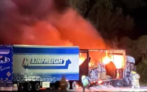 Truck fire on Auckland motorway north of city