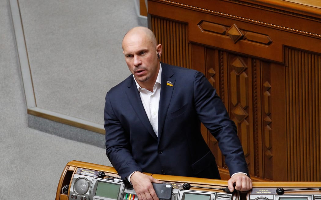 This file photo, taken in Kyiv, Ukraine, on October 2, 2019, is showing pro-Kremlin Ukrainian politician Illia Kyva during a Ukrainian Parliament meeting. (Photo by STR/NurPhoto) (Photo by NurPhoto / NurPhoto via AFP)