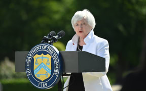 US Treasury Secretary Janet Yellen speaks during a press conference at Winfield House in London on June 5, 2021, after attending the G7 Finance Ministers meeting.