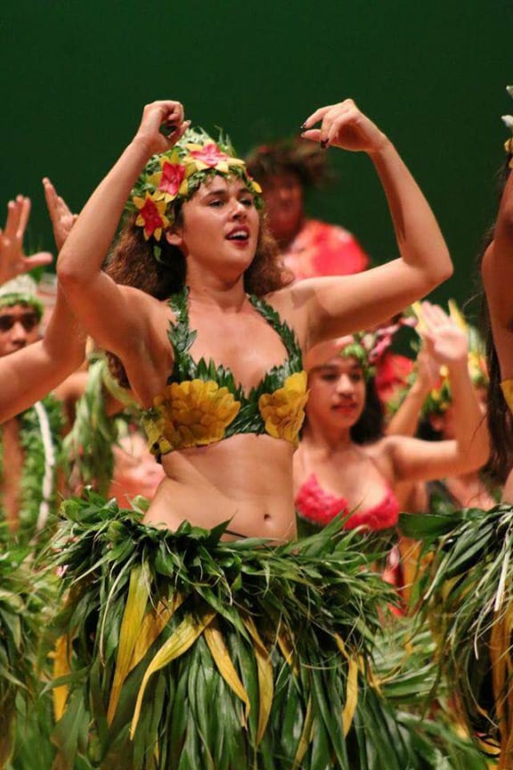 Dancers at the 51st anniversary of self-governance with the annual Constitution Day ceremony at the National Auditorium on main island Rarotonga.