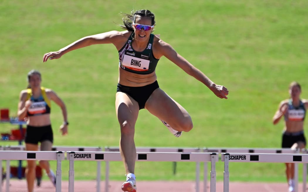 Portia Bing during the Women's 400m Hurdles.