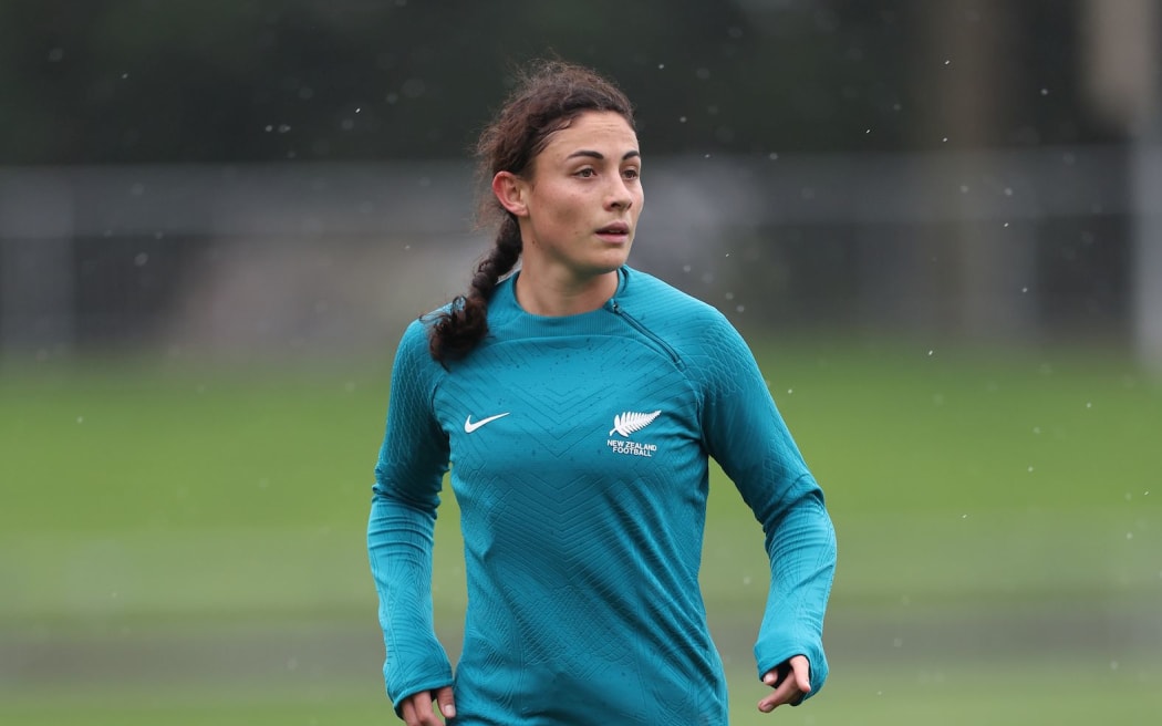 Claudia Bunge of the New Zealand Football Ferns during the Football Ferns Training Session at McLean Park , Napier , New Zealand on Saturday 08 July 2023. Mandatory credit: Lynne Cameron / www.photosport.nz