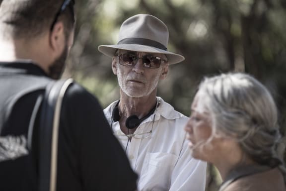 Lee Tamahori with Nancy Brunning on the set of Mahana