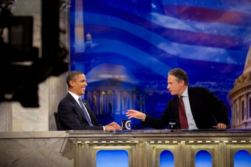US President Barack Obama tapes an interview for The Daily Show with Jon Stewart October 27, 2010.