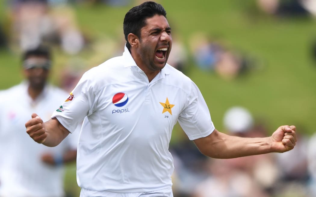 Imran Khan celebrates the wicket of Raval,  Hamilton, 2016.